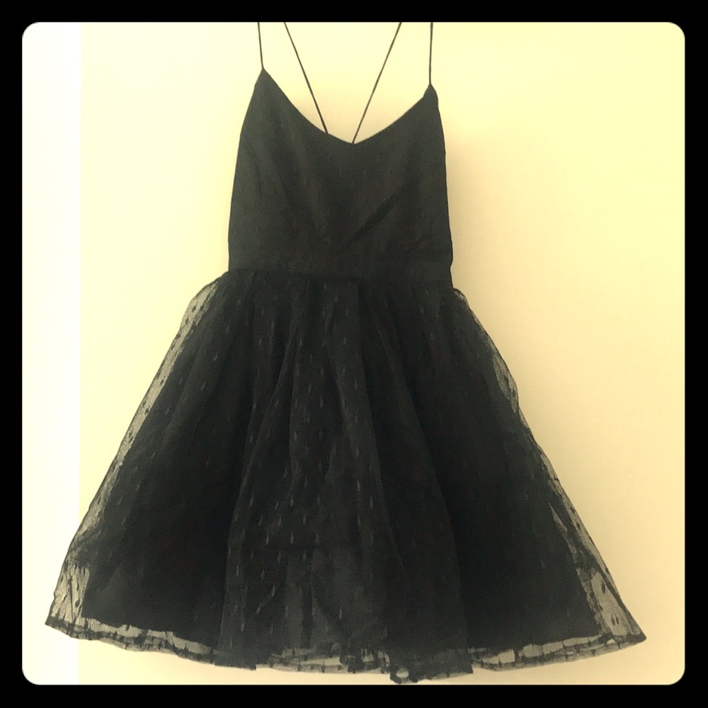 Black tulle skirt, open back dress